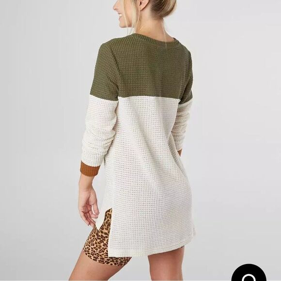 Daytrip - Sweater Waffle Knit - Size M - Cream Green Copper Colorblock - Picture 8 of 10